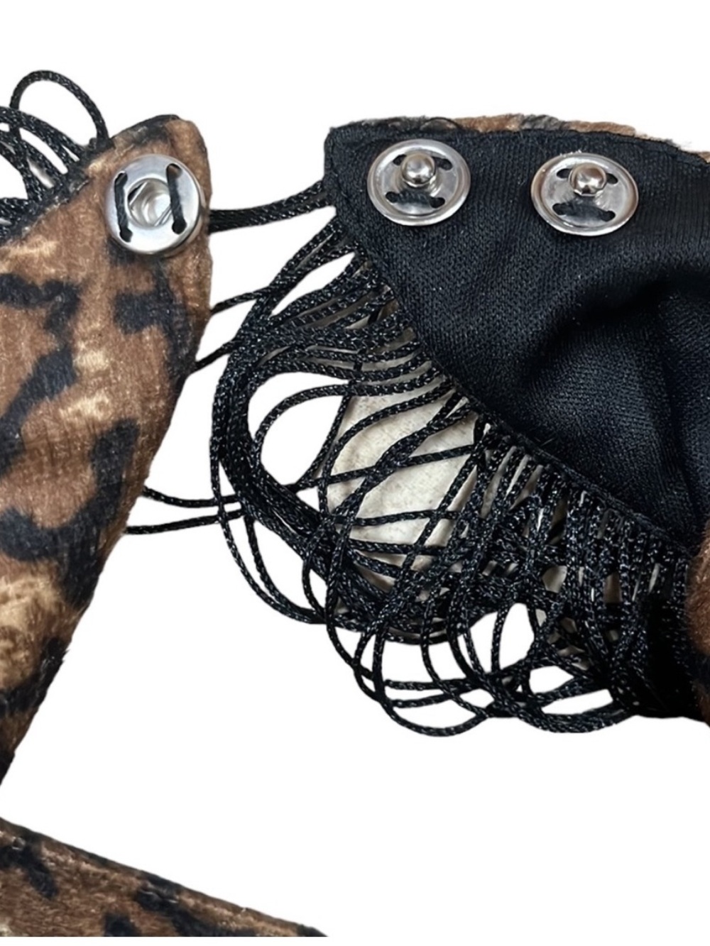 Leopard Fringe Bandana Scarf - Brown & Black - Picture 3 of 3